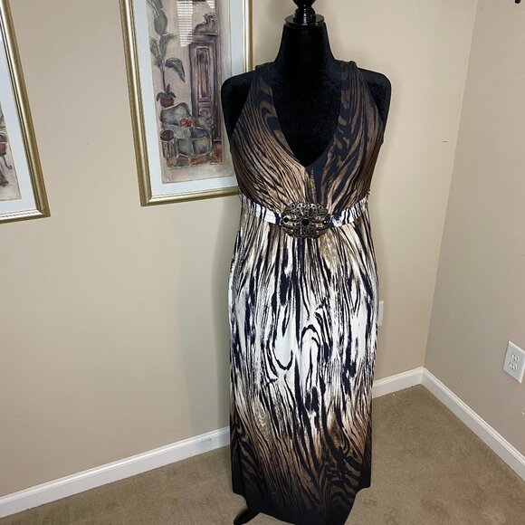 R&M Richards Women's Black Print Sleeveless Maxi Dress - Picture 1 of 8